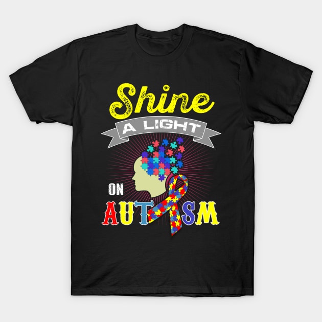 Shine A Light On Autism T-Shirt by Claudia Williams Apparel